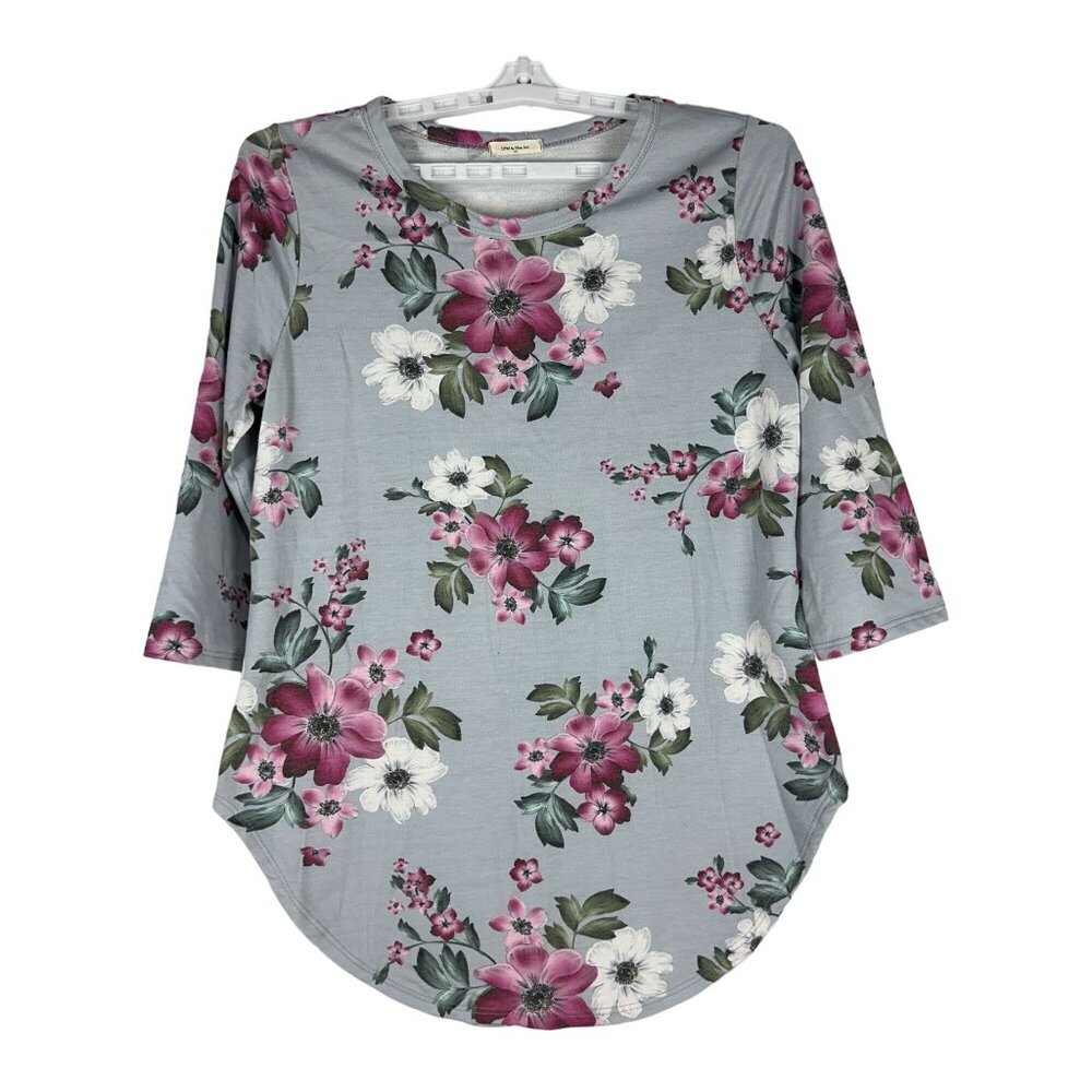 12PM By Mon Ami Womens Floral 3/4 Sleeve Tunic Top - Size L